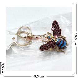 Брелок со стразами (B-144) жук мотылек с карабином 12 шт/упаковка - фото 225606