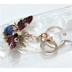 Брелок со стразами (B-144) жук мотылек с карабином 12 шт/упаковка - фото 225607