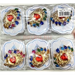 Брошь со стразами (B-159) Корона металлическая 12 шт/упаковка - фото 225611