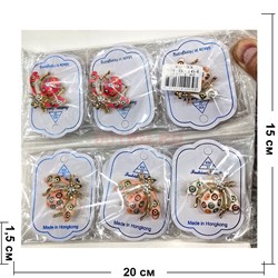 Брошь со стразами (B-164) Божья коровка металлическая 12 шт/упаковка - фото 225614