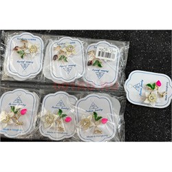 Брошь со стразами (B-183) цветок металлическая 12 шт/упаковка - фото 225617