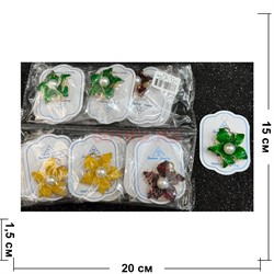 Брошь со стразами (B-177) цветок металлическая 12 шт/упаковка - фото 225622