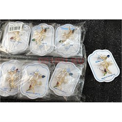 Брошь со стразами (B-165) цветок металлическая 12 шт/упаковка - фото 225625