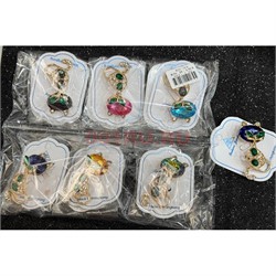 Брошь со стразами (B-184) металлическая Котик 12 шт/упаковка - фото 225627