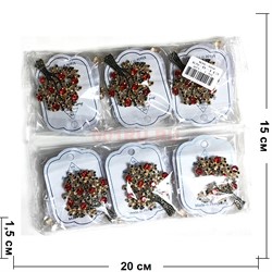 Брошь (B-113) металлическая Дерево со стразами 12 шт/упаковка - фото 225643