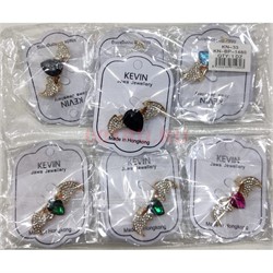 Брошь (BP-1480) металлическая Летучая Мышь со стразами 12 шт/упаковка - фото 225649