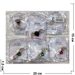 Брошь (BP-1480) металлическая Летучая Мышь со стразами 12 шт/упаковка - фото 225650