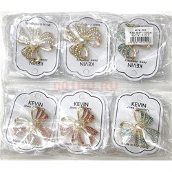 Брошь (BP-1594) металлическая Бант со стразами 12 шт/упаковка - фото 225655