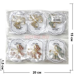 Брошь (BP-1594) металлическая Бант со стразами 12 шт/упаковка - фото 225656