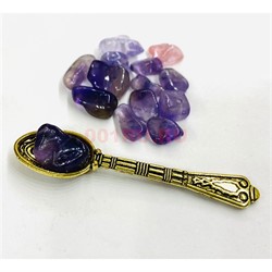 Амулет оберег Ложка аметист денежный кошельковый - фото 225749