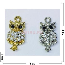 Амулет оберег Сова со стразами денежный кошельковый подвеска - фото 225779