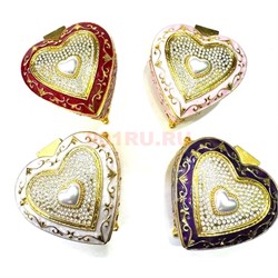 Шкатулка со стразами Сердце металлическая - фото 225844