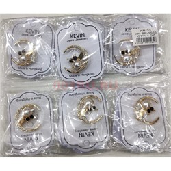 Брошь металлическая (BP-1565) сова на луне 12 шт/упаковка - фото 225869