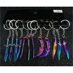 Брелок металлический (KY-825) ножи и кинжалы 12 шт/упаковка - фото 225871