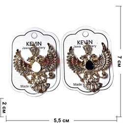 Брошь со стразами Орел Герб России металлическая 12 шт/упаковка (BP-1087) - фото 225882