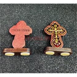 Крест на липучке (2391) дерево+металл цвет красный 12 шт/упаковка - фото 225883