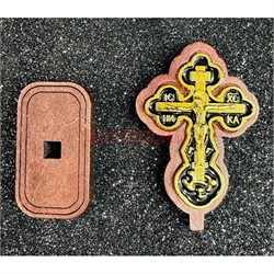 Крест на липучке (2391) дерево+металл цвет черный 12 шт/упаковка - фото 225887