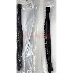 Браслет с крестом кожаный (BR-2667) тройной с шунгитом 12 шт/упаковка - фото 225890