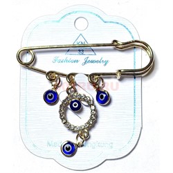 Булавка со стразами (BP-5033) от сглаза 12 шт/упаковка - фото 225921