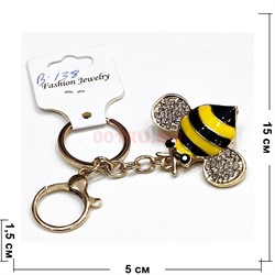 Брелок со стразами (B-138) пчела с карабином 12 шт/упаковка - фото 225934