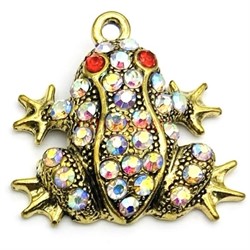 Оберег кошельковый Денежная лягушка металлическая со стразами - фото 225951