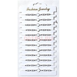 Браслет белый (N-116) клевер с бусинами 12 шт/упаковка - фото 226015