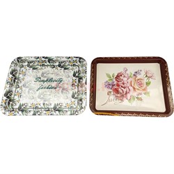 Поднос прямоугольный (блюдо) пластмассовый 22х32 см с узорами - фото 226024