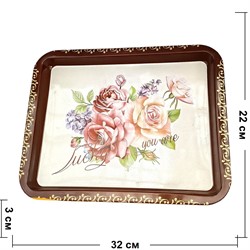 Поднос прямоугольный (блюдо) пластмассовый 22х32 см с узорами - фото 226025