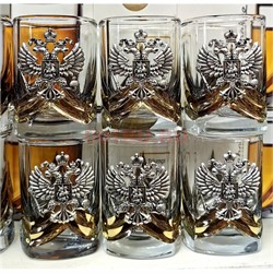 Стопки 50 мл герб РФ цвет серебро цена за набор - фото 226041