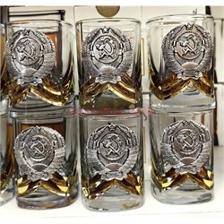 Стопки 50 мл герб СССР цвет серебро цена за набор - фото 226043