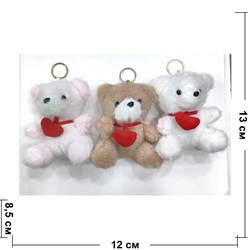 Брелок мягкий Мишка (KS-181) цвета в ассортименте 12 шт/упаковка - фото 226489