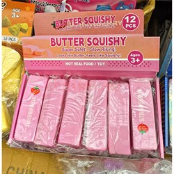 Сквиши масло розовое Butter Squishi Strawberry 12 шт/упаковка - фото 226592