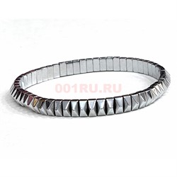 Браслет из гематита (BR-310) прямоугольная пирамида цвет металл 12 шт/упаковка - фото 226896