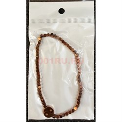 Браслет из гематита Инь Ян (BR-185) граненый кубик цвет медный 12 шт/упаковка - фото 227130