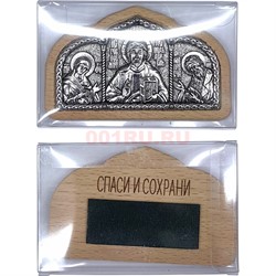 Иконка в машину (дерево, металл) на липучке цвет серебро 12 шт/упаковка - фото 229500