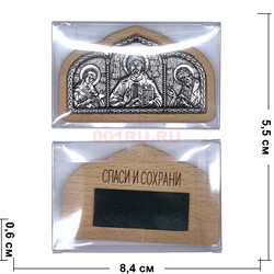 Иконка в машину (дерево, металл) на липучке цвет серебро 12 шт/упаковка - фото 229501