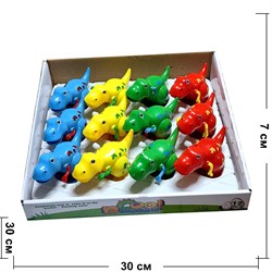 Игрушка заводная Динозавр 12 шт/упаковка - фото 229559