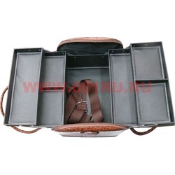 Шкатулка-сумка автомат 3-ярусная коричневая 28*23*30 - фото 49811