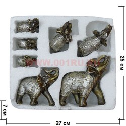 7 слонов из полистоуна "под серебро" в пенопласте, 16 шт/кор - фото 52078