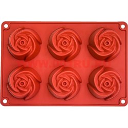Силиконовая форма для выпечки (2110) роза 18х26 см, цена за коробку из 144 штук - фото 52117