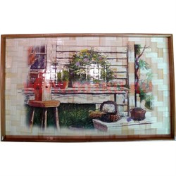 Столик бамбуковый с пейзажем 26 см - фото 53302