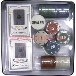 Набор для покера 100 фишек+карты в железной коробке - фото 53373