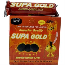 Уголь для кальяна Supa Gold 80 таблеток 40 мм быстрого разгорания (24 шт/кор) - фото 55067