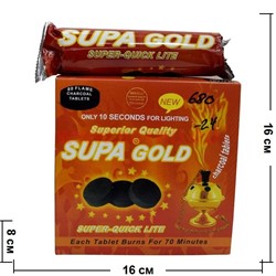 Уголь для кальяна Supa Gold 80 таблеток 40 мм быстрого разгорания (24 шт/кор) - фото 55069