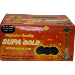 Уголь для кальяна Supa Gold 80 таблеток 40 мм быстрого разгорания (24 шт/кор) - фото 55071