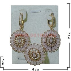 Набор серьги и кольцо "Сицилия" под розовый кварц размер 17-20 - фото 55085