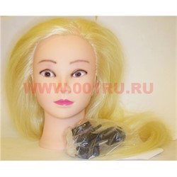 Голова «блонд» с волосами (50/50) для причесок, косичек с кронштейном - фото 55388
