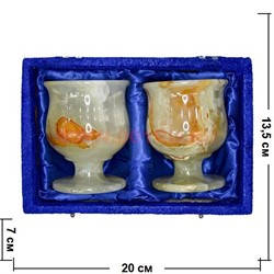 Набор 2 бокала из оникса 9,5 см в бархатной коробочке (3х4 дюйма) - фото 56360