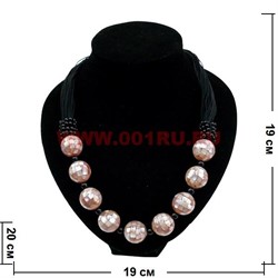 Бусы из перламутра круглые (цвет розовый) - фото 56476