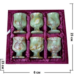 Набор из оникса 6 бокалов 7 см (2х3) "тюльпан" в бархатной упаковке - фото 57356
